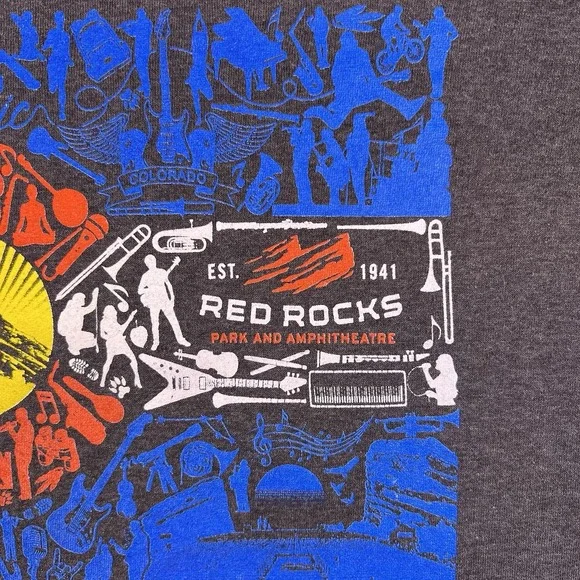 Red Rocks Ampitheater Shirts Adult Large Gray Graphic Concert Tee Colorado Parks - Picture 12 of 16